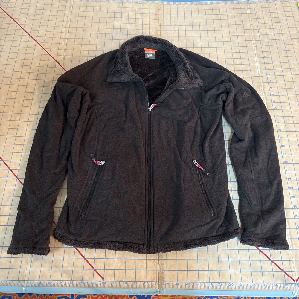 Nike ACG Fleece Lined Jacket Womens Size Large‎ Fleece Brown Hiking Full Zip